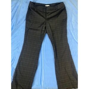 New York Company Stretch Black Grid Pattern Flare Career Pants Women's Size 12